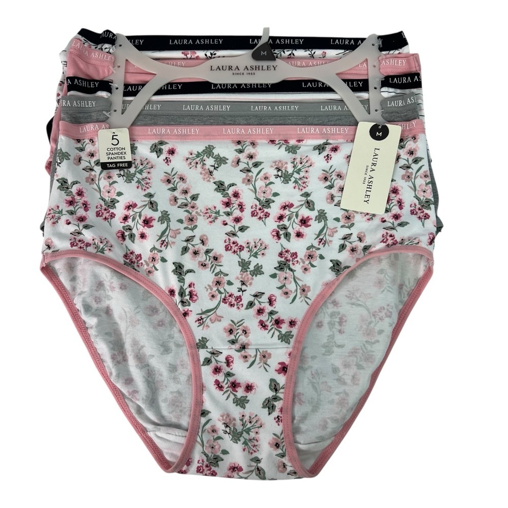 Laura Ashley Women’s Panties Sz Medium Pkg/5 Briefs Multi Colors Broken Hanger